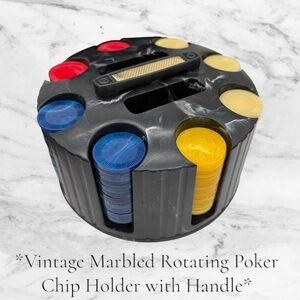 Vintage Marbled Rotating Poker Chip Holder w/Carrying Handle